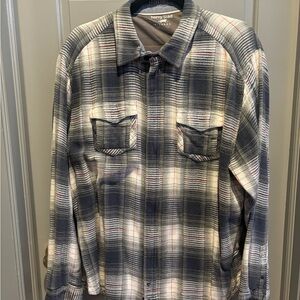 Horny Toad Blue and Cream Plaid Shirt